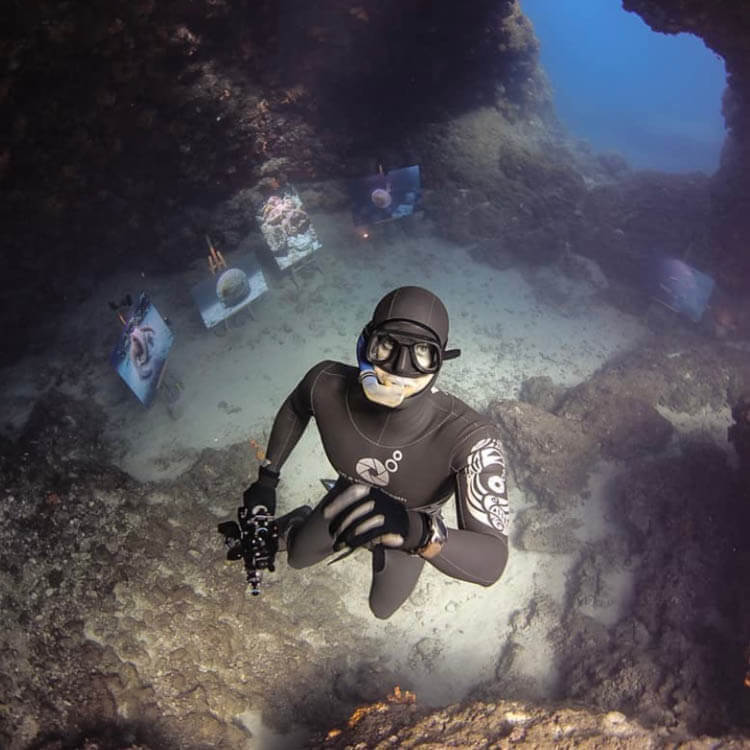 Underwater diver at underwater exhibtion